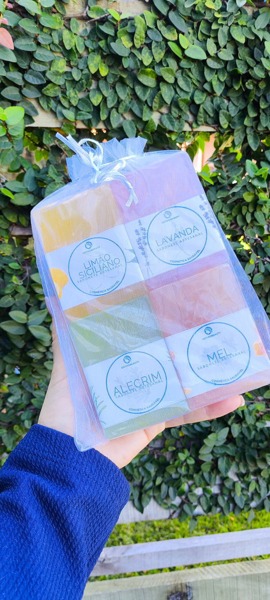 Kit 4 sabonetes artesanais com óleos essenciais