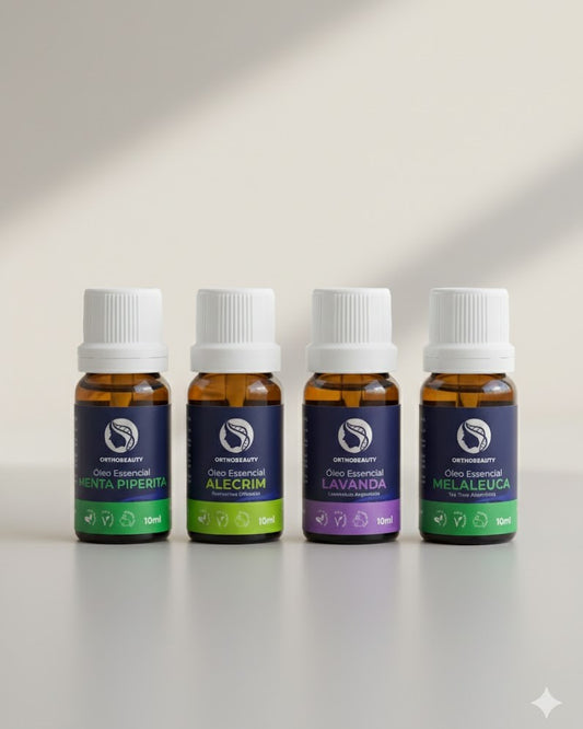 Kit 4 Óleos Essenciais (lavanda, alecrim, melaleuca e menta piperita) - 10ml cada