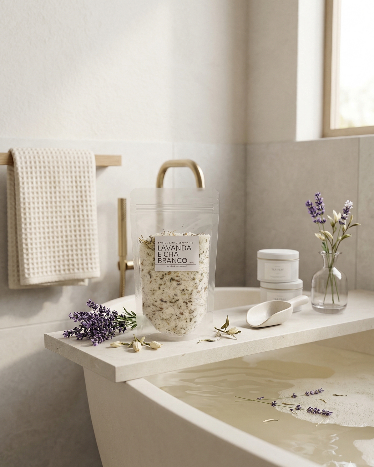 Sais de banho espumante - Lavanda e Chá Branco